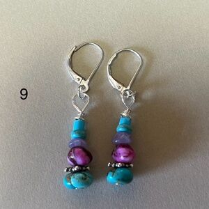Kingman Arizona Turquoise Beaded Earrings 925 Silver